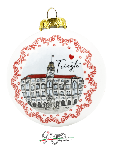 Addobbi Palla di Natale - Città d'Italia: Trieste - 80 mm