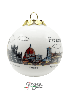 Palla di Natale in porcellana - 45 mm Carta Fiorentina