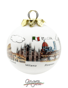 "Novità" - Palla di Natale - Profilo città d'Italia colore - 80 mm