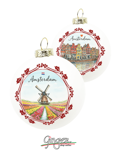 "Novità" Addobbi Palla di Natale - Città del Mondo: Amsterdam - 80 mm