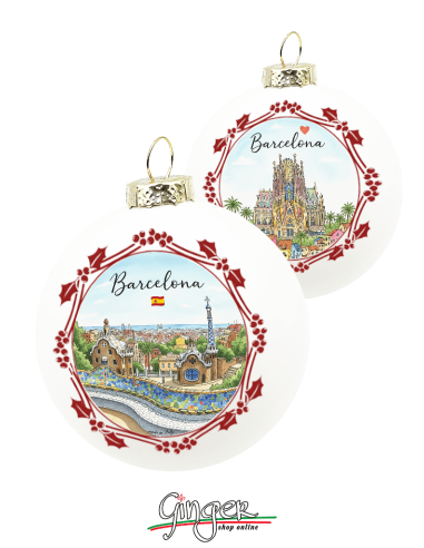"Novità" Addobbi Palla di Natale - Città del Mondo: Barcellona - 80 mm