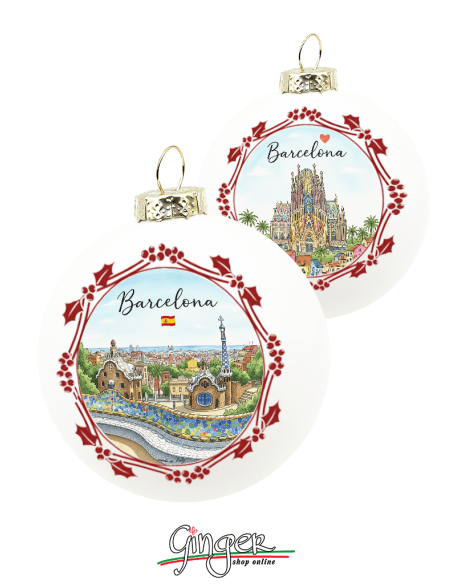 "Novità" Addobbi Palla di Natale - Città del Mondo: Barcellona - 80 mm