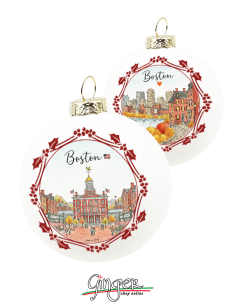 "New" Christmas Ornaments - Cities of  the World: Boston (USA) - 80 mm (3.14")