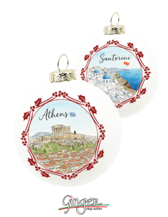 "New" Christmas Ornaments - Cities of  the World: Greece (Athens and Santorini) - 80 mm (3.14")