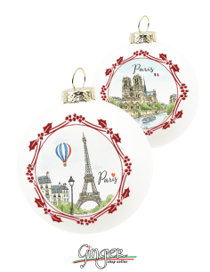 "Novità" Addobbi Palla di Natale - Città del Mondo: Parigi - 80 mm
