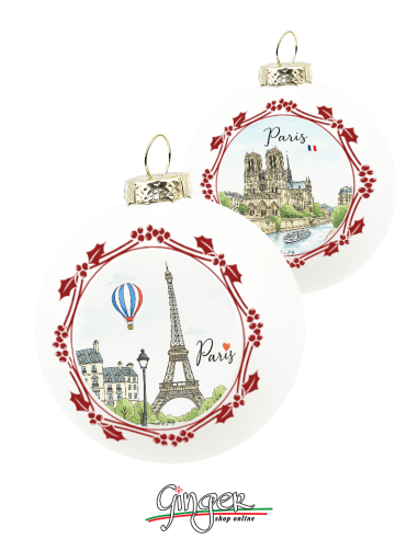 "Novità" Addobbi Palla di Natale - Città del Mondo: Parigi - 80 mm