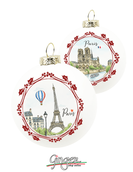 "Novità" Addobbi Palla di Natale - Città del Mondo: Parigi - 80 mm