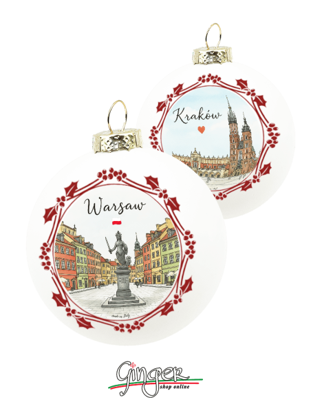 "Novità" Addobbi Palla di Natale - Città del Mondo: Polonia - 80 mm