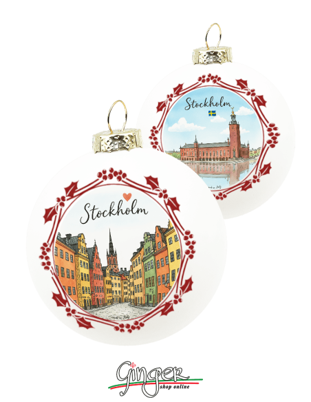 "Novità" Addobbi Palla di Natale - Città del Mondo: Stoccolma - 80 mm