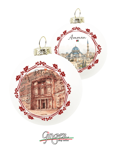 "New" Christmas Ornaments - Cities of  the World: Jordan (Amman and Petra) - 80 mm (3.14")