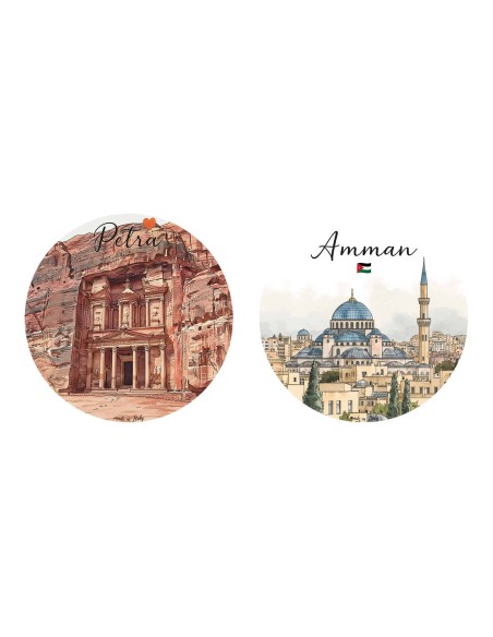 "New" Christmas Ornaments - Cities of  the World: Jordan (Amman and Petra) - 80 mm (3.14")
