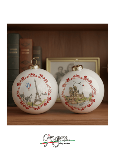 "Novità" Addobbi Palla di Natale - Città del Mondo: Parigi - 80 mm