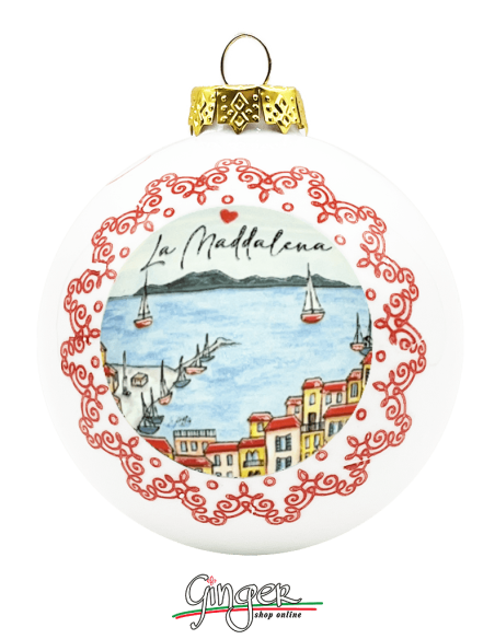 Addobbi Palla di Natale - Città d'Italia: Sardegna - La Maddalena - 80 mm
