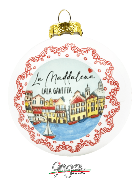 Addobbi Palla di Natale - Città d'Italia: Sardegna - La Maddalena - 80 mm