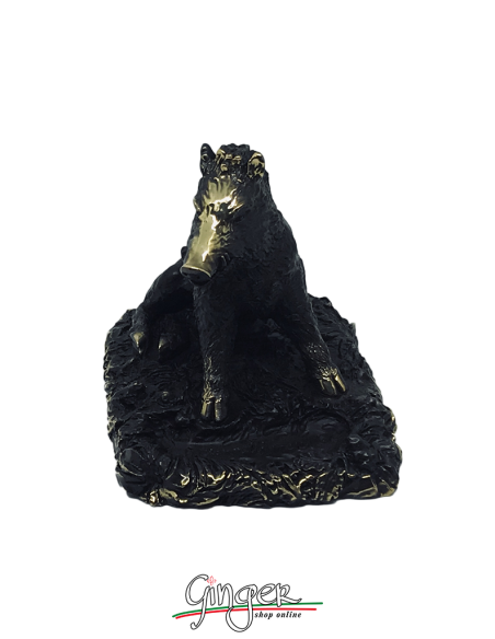 Porcellino di Firenze con foglia bronzo - 9 cm