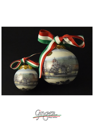 Palla di Natale in porcellana - 45 mm Carta Fiorentina