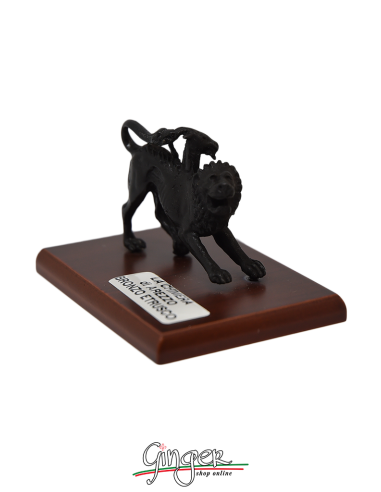 La Chimera di Arezzo alta 5 cm, in metallo su base di legno 6x9 cm