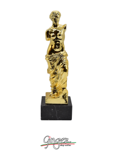 Venere di Milo (Afrodite) - 28 cm - verniciata color oro con base in marmo