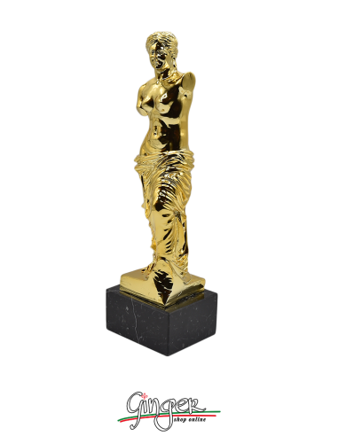 Venere di Milo (Afrodite) - 28 cm - verniciata color oro con base in marmo