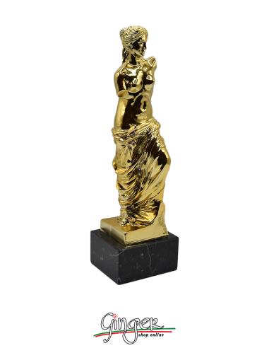Venere di Milo (Afrodite) - 28 cm - verniciata color oro con base in marmo