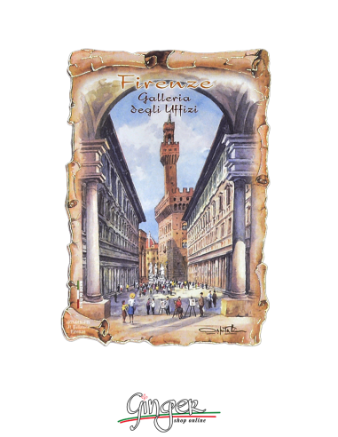Poliziano - Wooden magnet with drawings - Florence: Uffizi Gallery