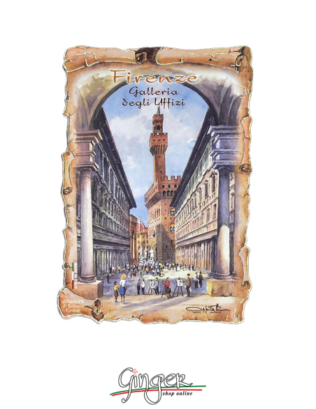 Poliziano - Wooden magnet with drawings - Florence: Uffizi Gallery