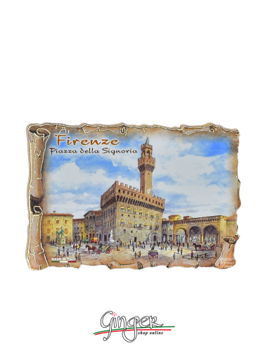 Wooden magnet with drawings by Poliziano - Florence: Palazzo della Signoria