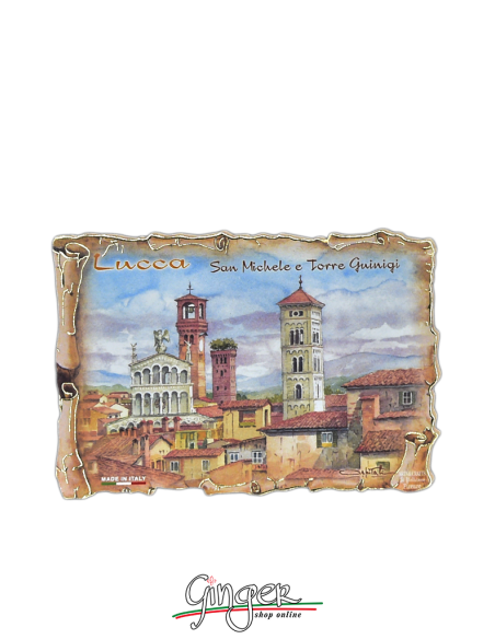 Calamita in legno con disegni di Poliziano - Lucca: San Michele