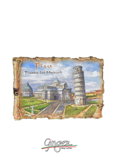 il Poliziano - Calamita in legno con disegni - Pisa: la Torre e la Piazza dei Miracoli