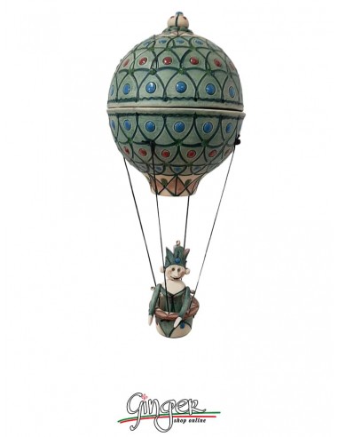 Hot Air Balloon in Porcelain Stoneware - diameter 10 cm (3.94") height 22 cm (8.66")