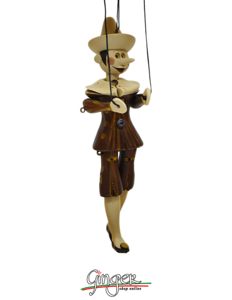 Pinocchio in Grès Porcellanato - altezza 18 cm - teca in legno 20 x 27 cm
