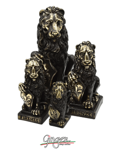 Marzocco - Reproduction of Donatello's original statue with bronze leaf - 4,33" 2