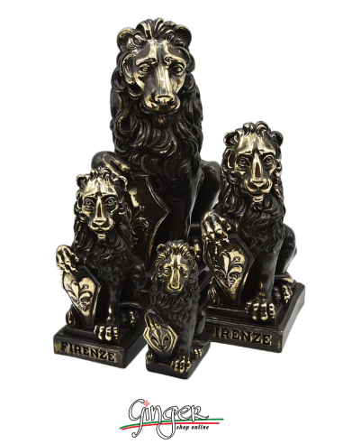Marzocco - Reproduction of Donatello's original statue with bronze leaf - 4,33"