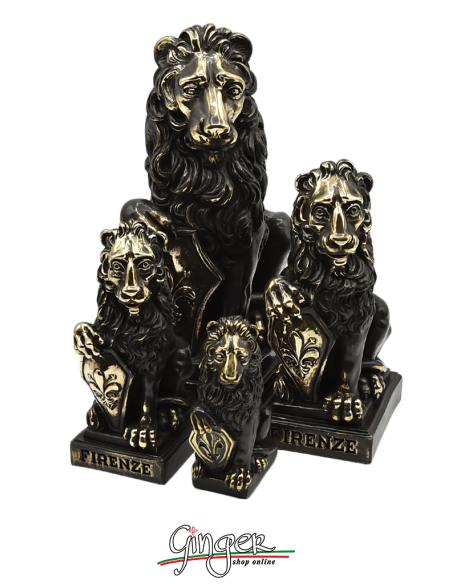 Leone Marzocco di Donatello 11 cm con foglia di bronzo