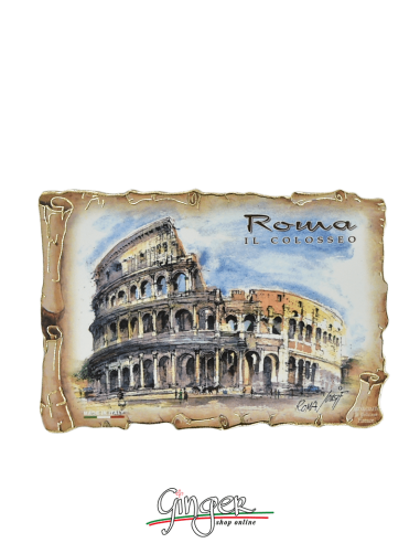 Poliziano - Wooden magnet with drawings - Rome: Colosseum