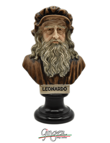 Leonardo da Vinci - busto 15 cm dipinto a mano