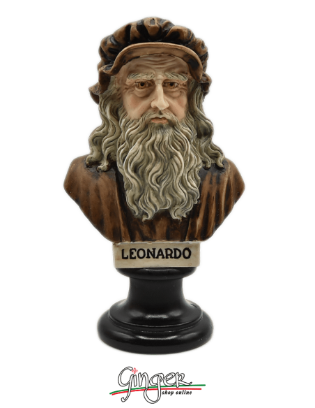 Leonardo da Vinci - busto 15 cm dipinto a mano