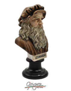 Leonardo da Vinci - busto 15 cm dipinto a mano 2
