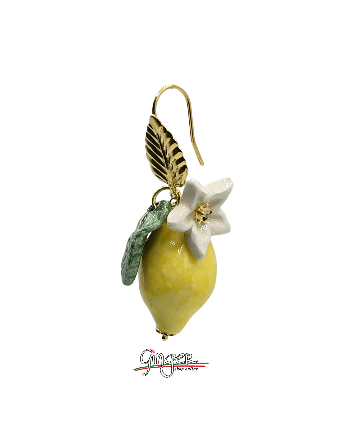 LULI Art Bijoux - orecchini a lobo con piccola foglia di edera. - Luli Art Bijoux