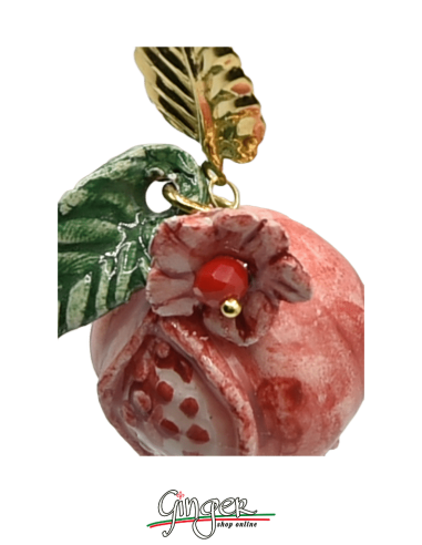 Ceramica: Orecchini pendenti con Melegrane, Fiori e Foglie