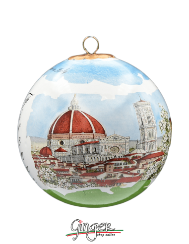 Palla di Natale in porcellana - 45 mm Carta Fiorentina