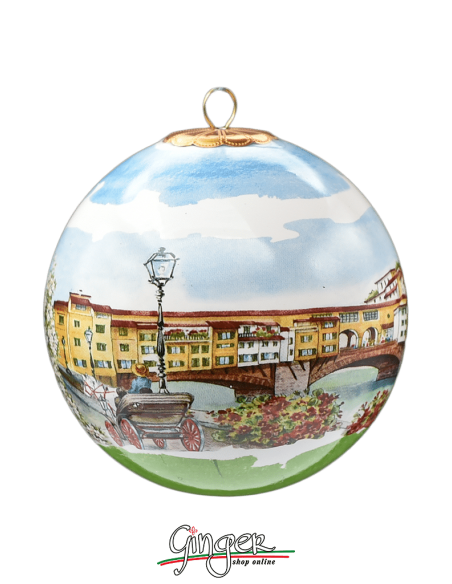 Palla di Natale in porcellana - 45 mm Carta Fiorentina