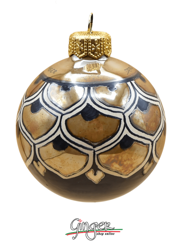 Ceramica di Deruta dipinta a mano - pallina di Natale PENNA LUSTRO