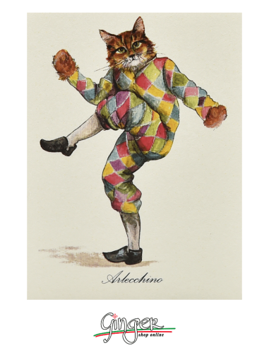 The Famous ... cats - magnet with drawings of cats: Harlequin