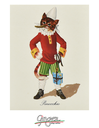 Personaggi Gatti ... famosi - Calamita in legno con disegni di gatti: Pinocchio