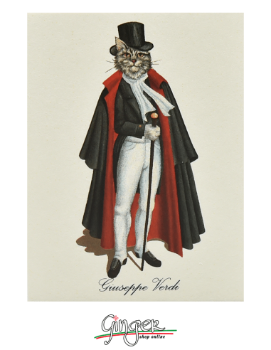 Personaggi Gatti ... famosi - Calamita in legno con disegni di gatti: Giuseppe Verdi