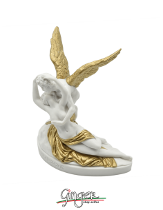 Amore e Psiche - A. Canova 13 cm - Bianca con drappo e ali dorate 2