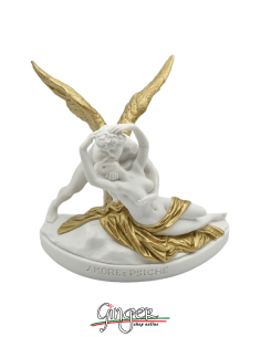 Amore e Psiche - A. Canova 13 cm - Bianca con drappo e ali dorate
