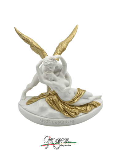 Antonio Canova - Cupid and Psyche 5.11 in. (13 cm) - with golden drapery and wings