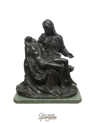 Vatican Pietà in bronze - 43 cm (16,90") - with green marble base